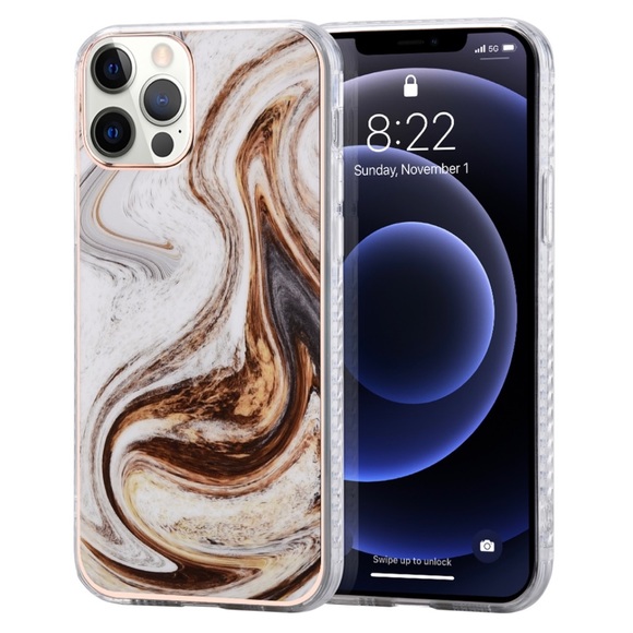 Cocoa and Marshmallow Swirl Design Case for iPhone 12 - Picture 2 of 6